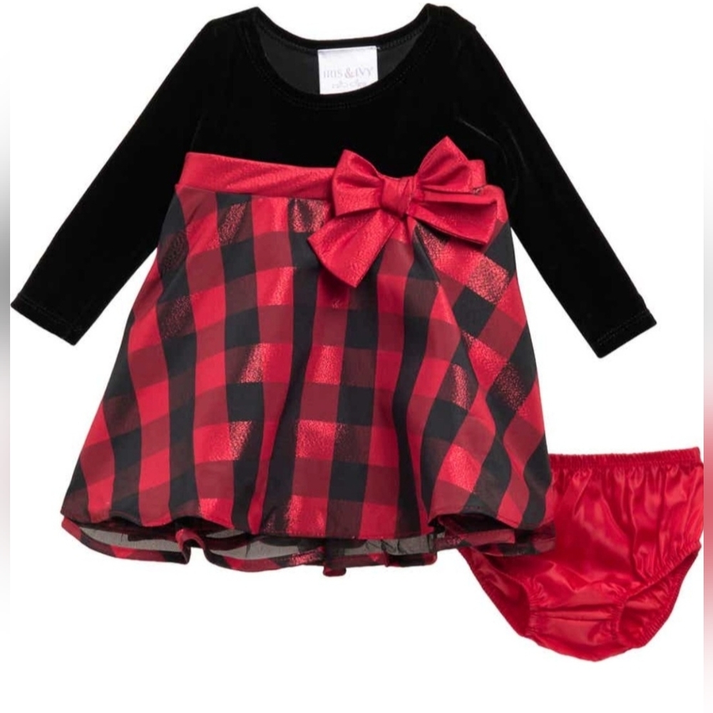 Iris & Ivy Baby Girl Red & Black 2 Piece Dress Set MSRP $60.00
